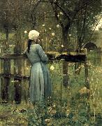 William Stott of Oldham A Girl in a  Meadow USA oil painting artist